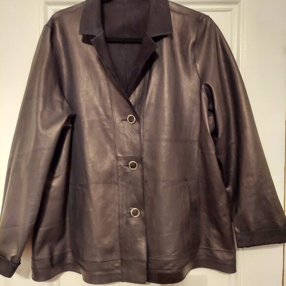 NEW! Reversible Black Leather & Suede Blazer from Florence Italy size XL - Picture 3 of 4